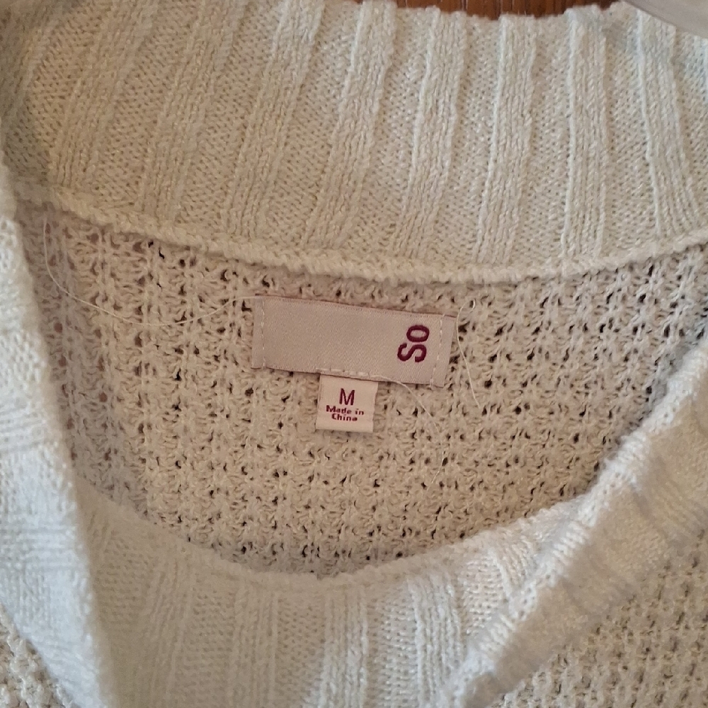 SO Women's Striped Cowl Neck Sweater - Cream, Brown, Blue - Picture 2 of 3